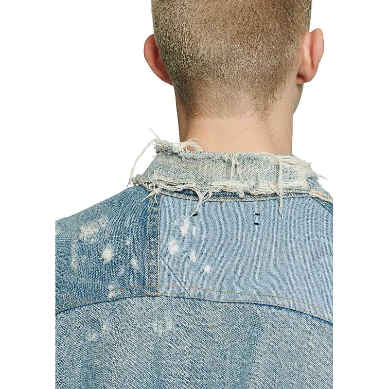 fashion custom medium man blue crop jean jacket