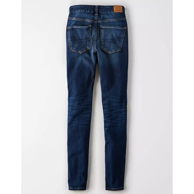 Hot-sale street style ripped patches dark blue Women jeans