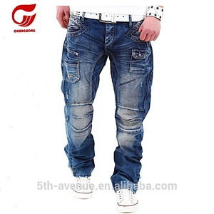 wrinkle wave patch casual new style loose denim surplus jean for men