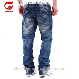 wrinkle wave patch casual new style loose denim surplus jean for men