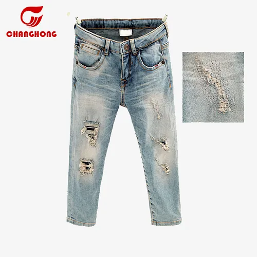 Spring New Fashion Children Boys Ripped Distress Kids Jeans Pant