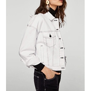 custom windbreak pure white woman winter denim jacket