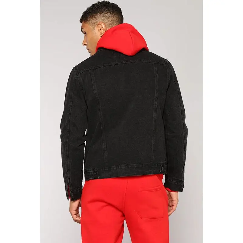 design your own black  denim jeans men jacket oem supplier