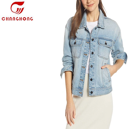 light blue Denim casual cotton tactic jacket winter For Women