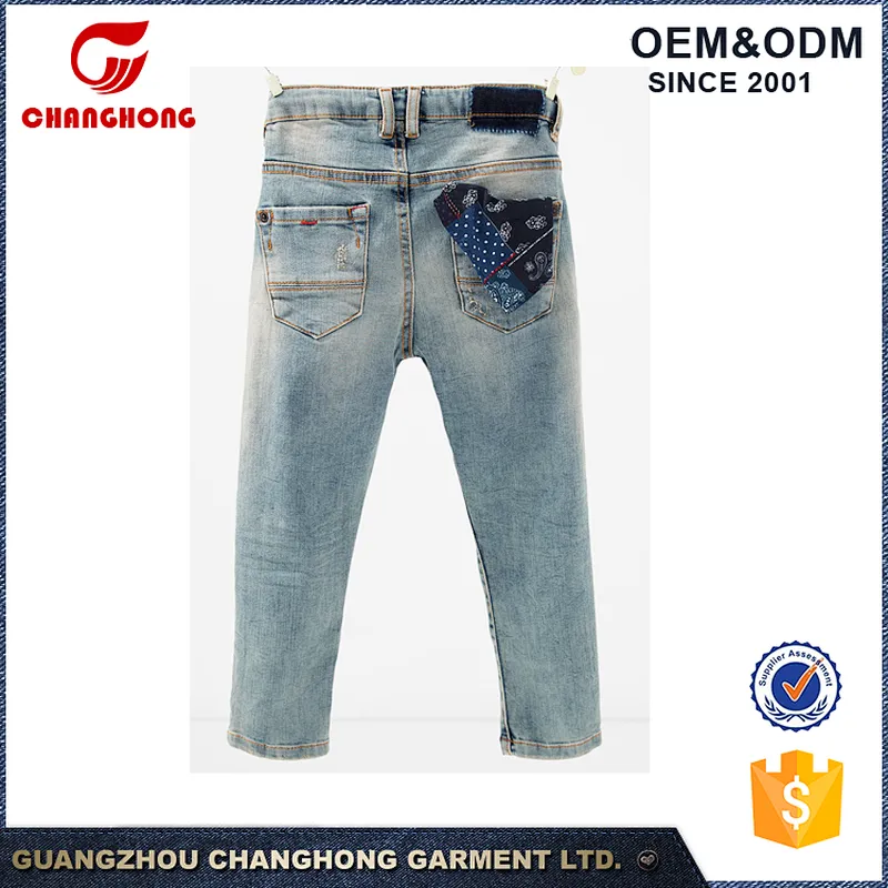 Spring New Fashion Children Boys Ripped Distress Kids Jeans Pant