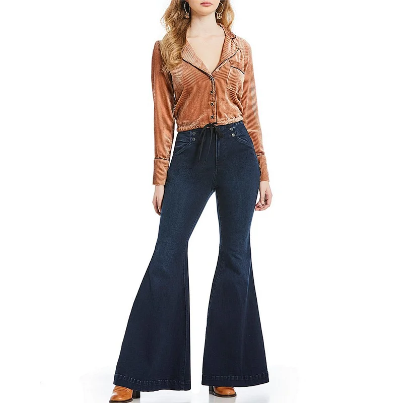 Custom patch pocket bootcut straight cut jeans pants