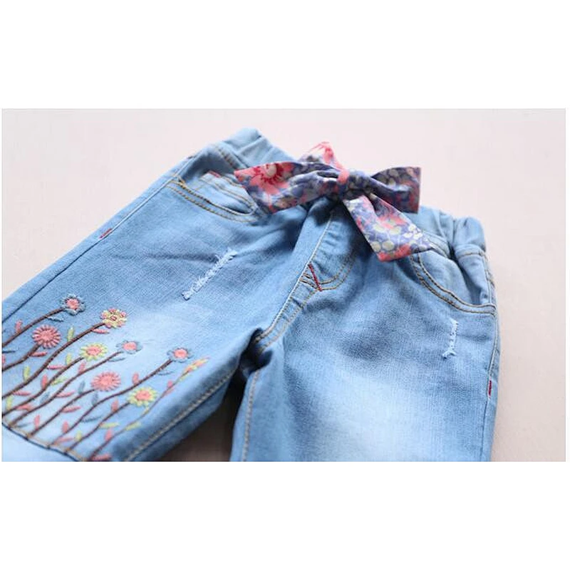 Autumn Fashion Embroidery Flowers Kids Pants For Girls