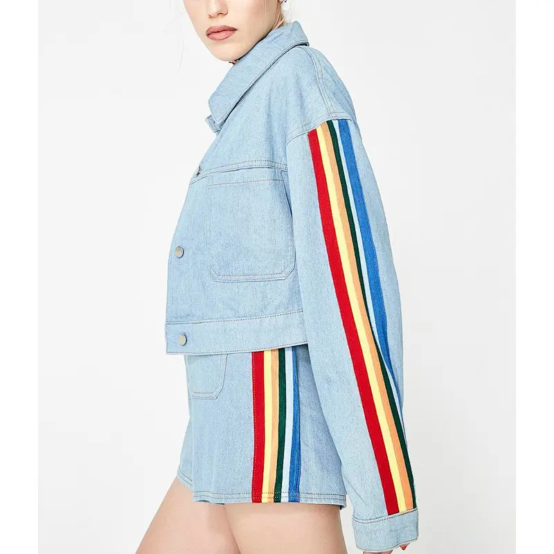 fashion stripes ladi jeans jacket coat