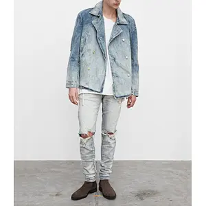 custom bomber riding jackets light blue men thin winter coat