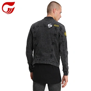 black color men jean motorcycle jacket