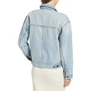 light blue Denim casual cotton tactic jacket winter For Women