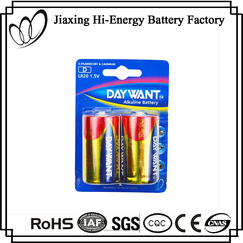 Top Quality LR20 Aluminum Foil Jacket D Alkaline Battery