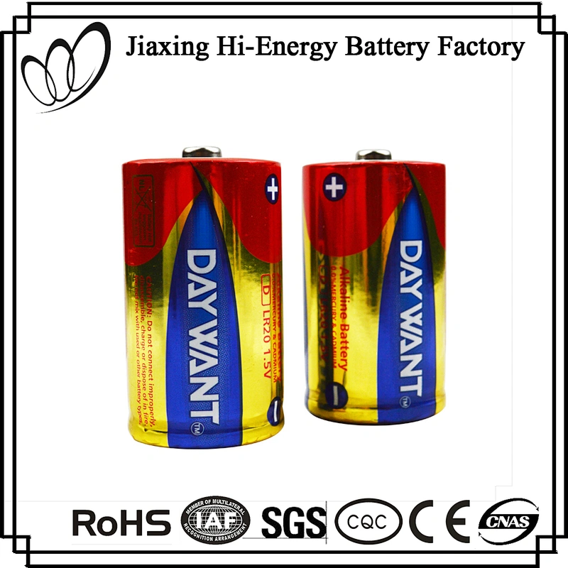 Top Quality LR20 Aluminum Foil Jacket D Alkaline Battery