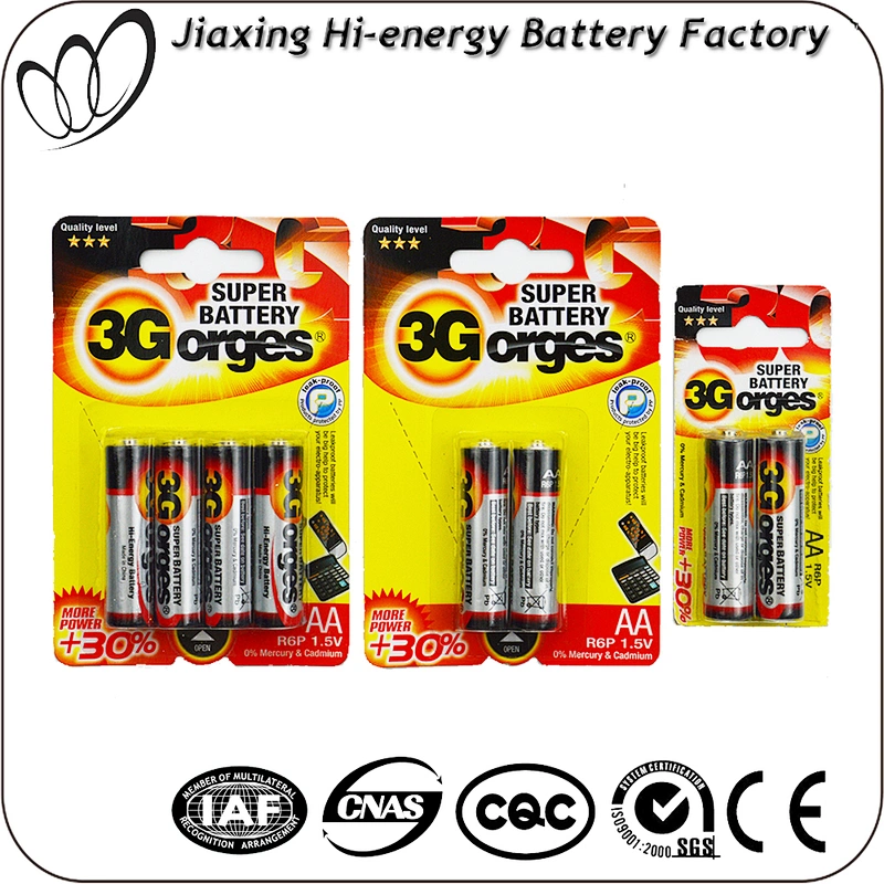 High capacity pvc jacket size AA 1.5V r6p battery