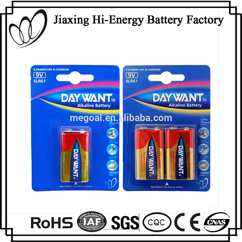 High Performance Alkaline 9V 6LR61 Battery For Toy Car