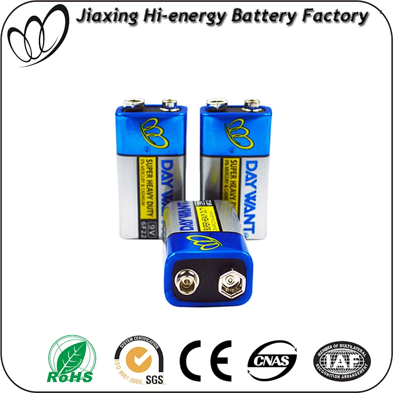 lowest factory price best quality 9v 6f22 super heavy duty primary dry batteries