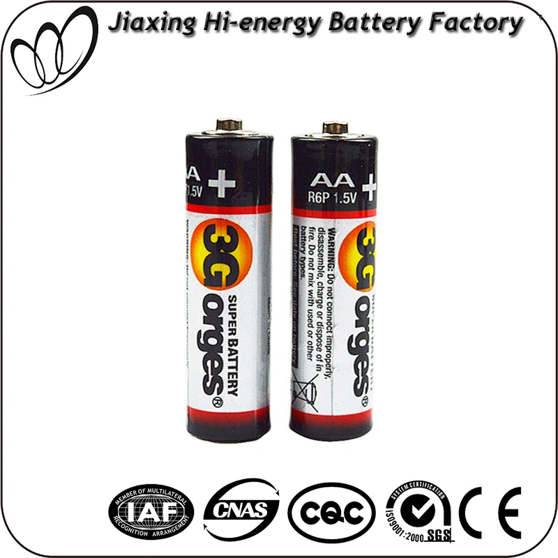 High capacity pvc jacket size AA 1.5V r6p battery