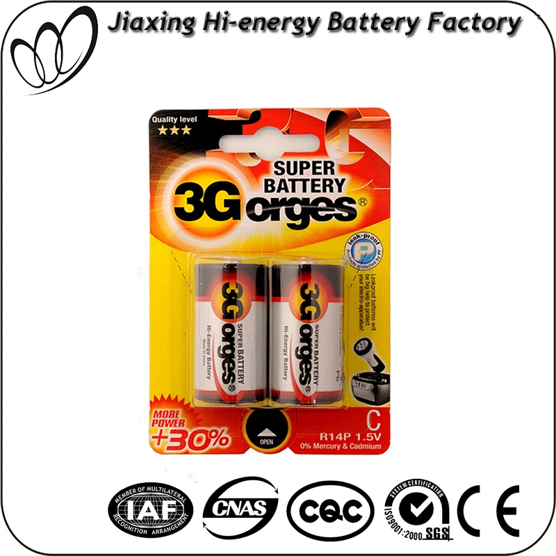 Hot Selling PVC Jacket Efficient R14 carbon zinc C size Batteries