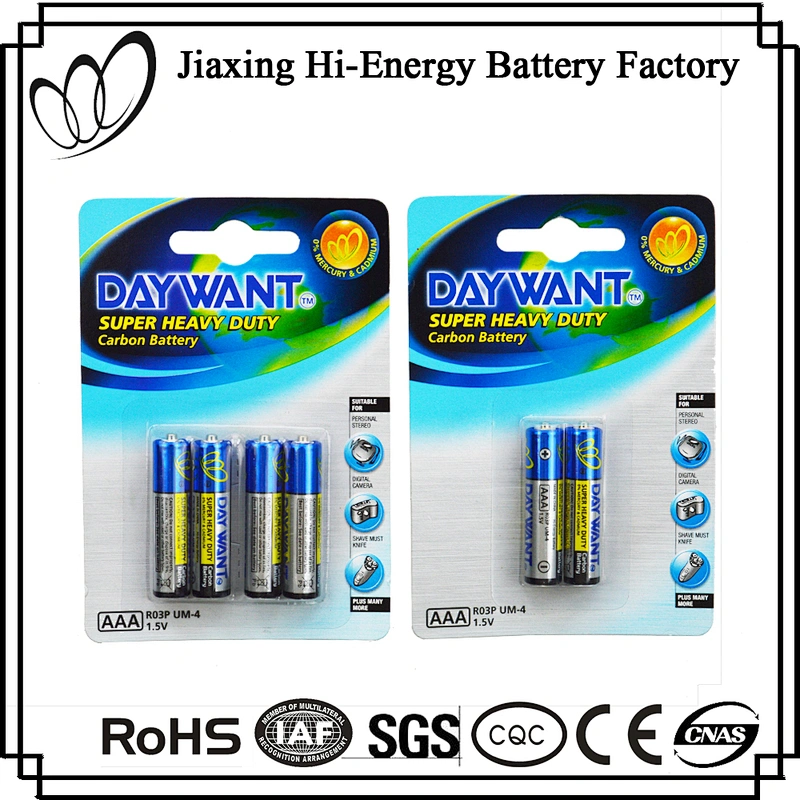 Good Quality 1.5V UM4 Carbon Zinc R03 AAA Battery