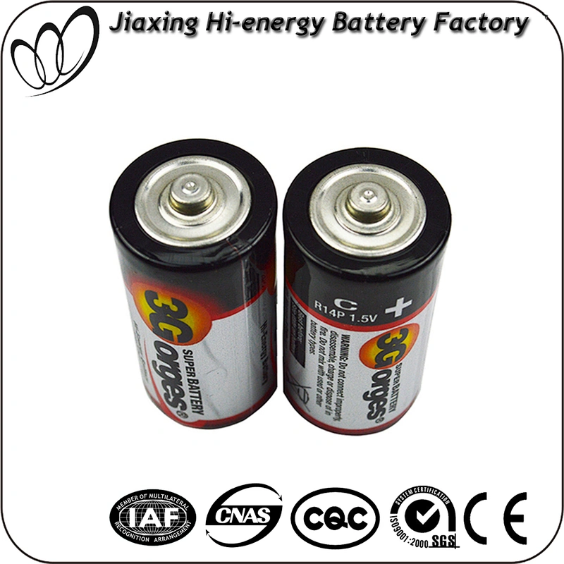 Hot Selling PVC Jacket Efficient R14 carbon zinc C size Batteries