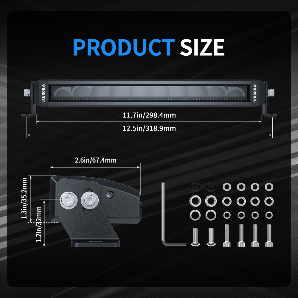 AURORA Screwless IP69K 10inch DRL RGB LED Light Bar