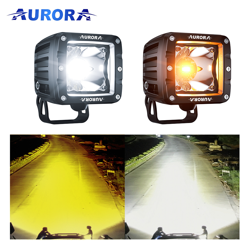 AURORA white and yellow color Offroad fog light Square LED Work Light LED Drivin