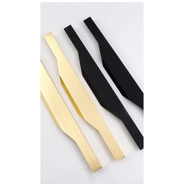 Ollie Furniture Drawer cabinet Handles Profile Furniture Edge Handles Aluminum Kitchen Cabinet Door Black Furniture Handle