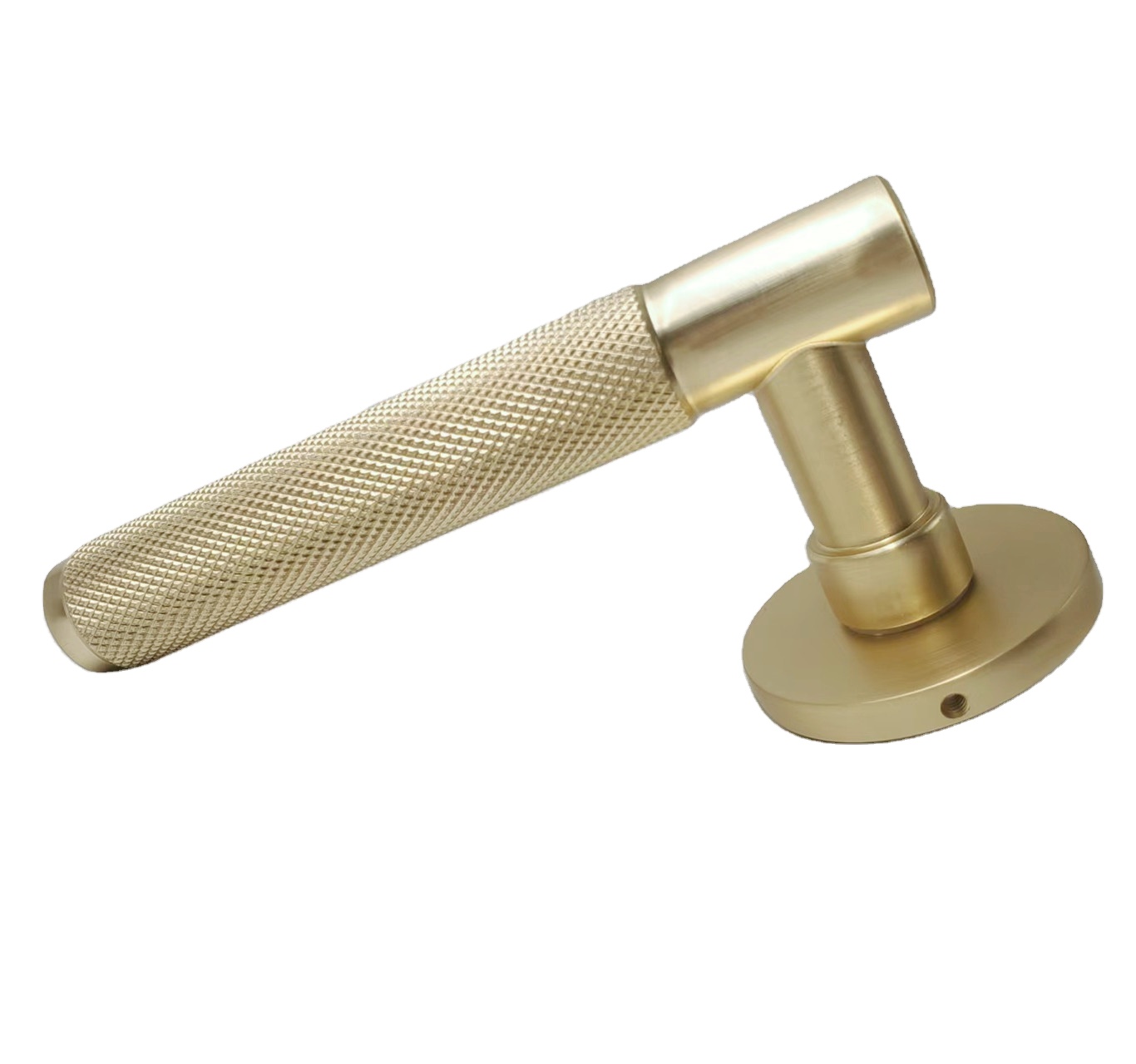 High quality door hardware knurled handle on rosette wooden door pull metal lever type door locks