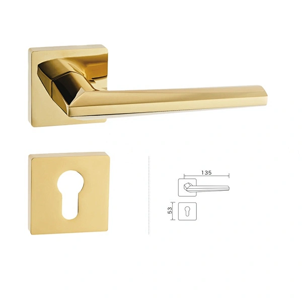 Safety privacy gold zinc alloy modern style bedroom door handle