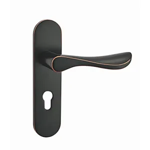 GUNMETAL finished solid aluminum handle iron finish BR door lever plate handle