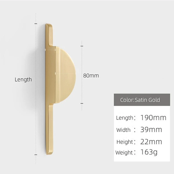 High quality Modern simple semi-circle  gold black handle Nordic cabinet drawer wardrobe zinc alloy handle