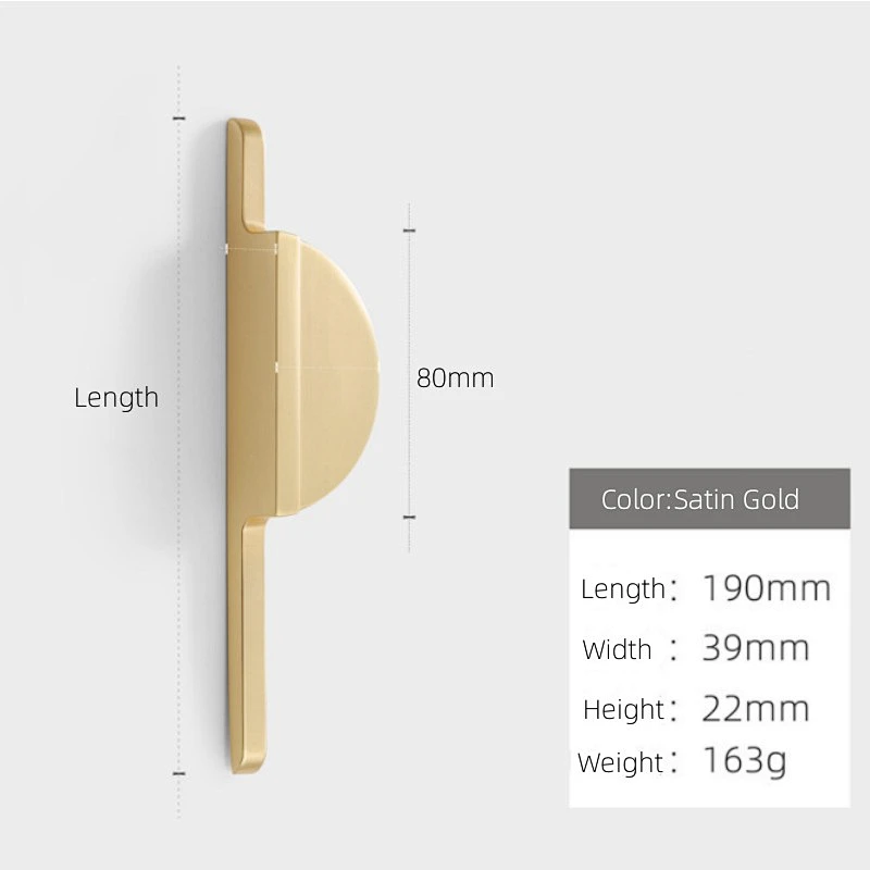 High quality Modern simple semi-circle  gold black handle Nordic cabinet drawer wardrobe zinc alloy handle