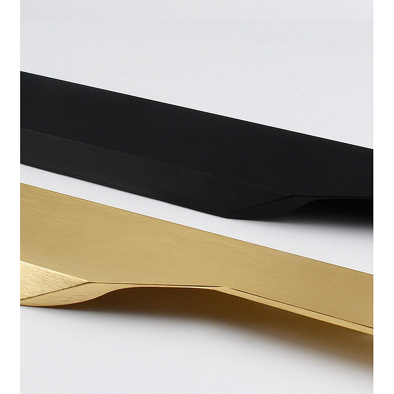 Ollie Furniture Drawer cabinet Handles Profile Furniture Edge Handles Aluminum Kitchen Cabinet Door Black Furniture Handle