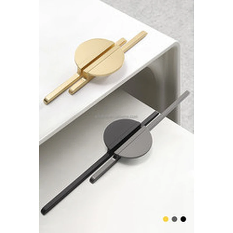 High quality Modern simple semi-circle  gold black handle Nordic cabinet drawer wardrobe zinc alloy handle
