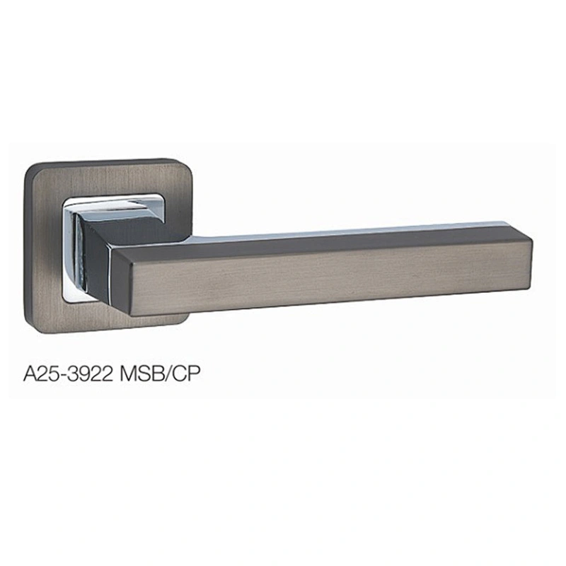 Modern simple design zinc alloy cast interior square lock black lever door handle