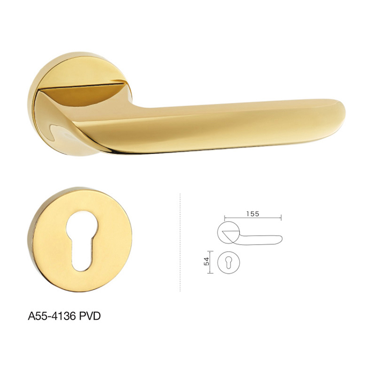 Heavy duty modern design gold furniture room door handle with lock