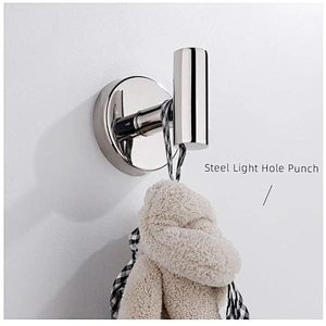 Stainless steel Hardware Bathroom coat hook Punch free metal coat hook single hook