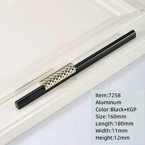 Ollie 128mm 160mm  aluminium black profile extrusion long drawer Aluminum pull gold metal kitchen cabinet handle