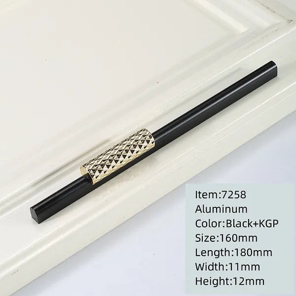 Ollie 128mm 160mm  aluminium black profile extrusion long drawer Aluminum pull gold metal kitchen cabinet handle