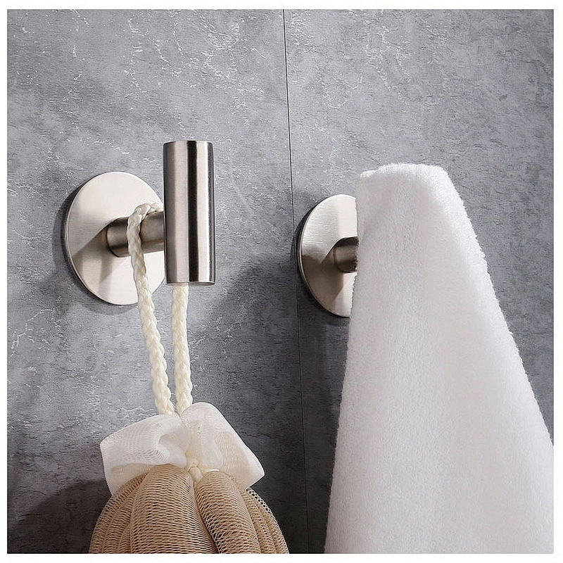 Stainless steel Hardware Bathroom coat hook Punch free metal coat hook single hook