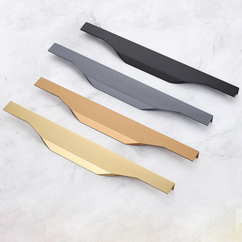 Ollie Furniture Drawer cabinet Handles Profile Furniture Edge Handles Aluminum Kitchen Cabinet Door Black Furniture Handle