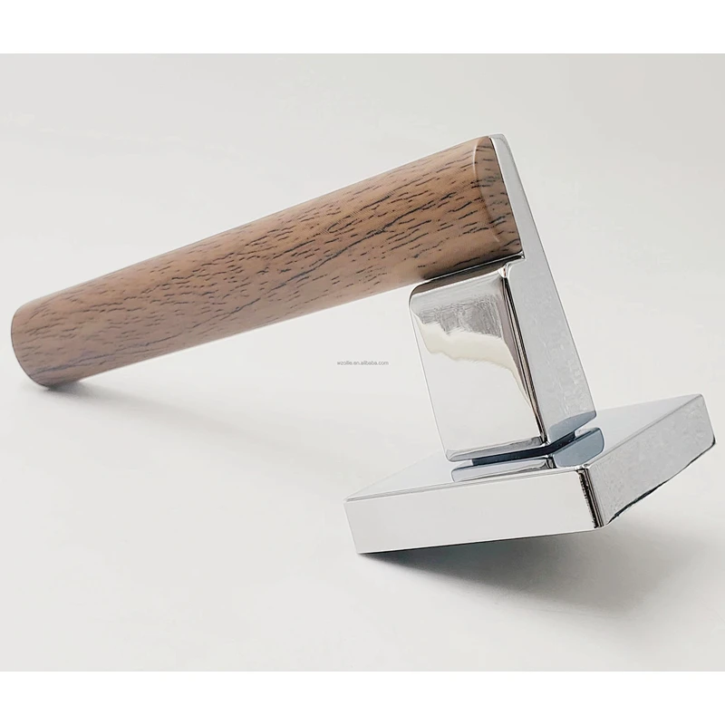 Manija de madera de alta calidad en las manijas de las puertas de la roseta para puertas interiores de palanca de metal tirar de la puerta de zinc de madera