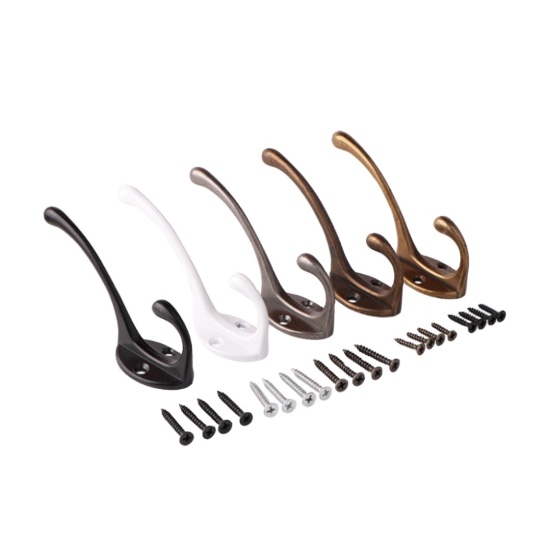 Black metal hook  zinc alloy hardware accessories home decoration multi-function coat and hat hook