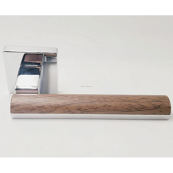 Manija de madera de alta calidad en las manijas de las puertas de la roseta para puertas interiores de palanca de metal tirar de la puerta de zinc de madera