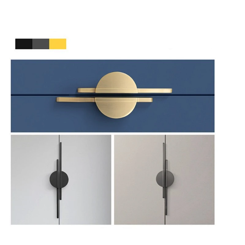 High quality Modern simple semi-circle  gold black handle Nordic cabinet drawer wardrobe zinc alloy handle