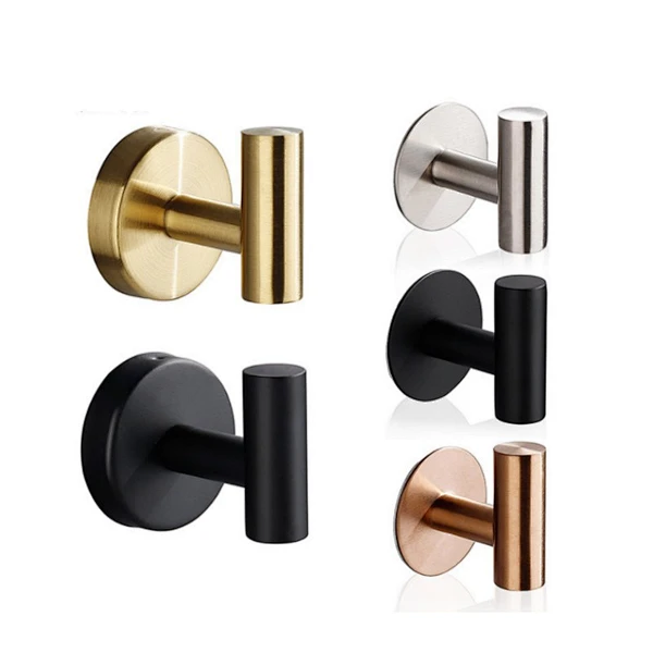 Stainless steel Hardware Bathroom coat hook Punch free metal coat hook single hook