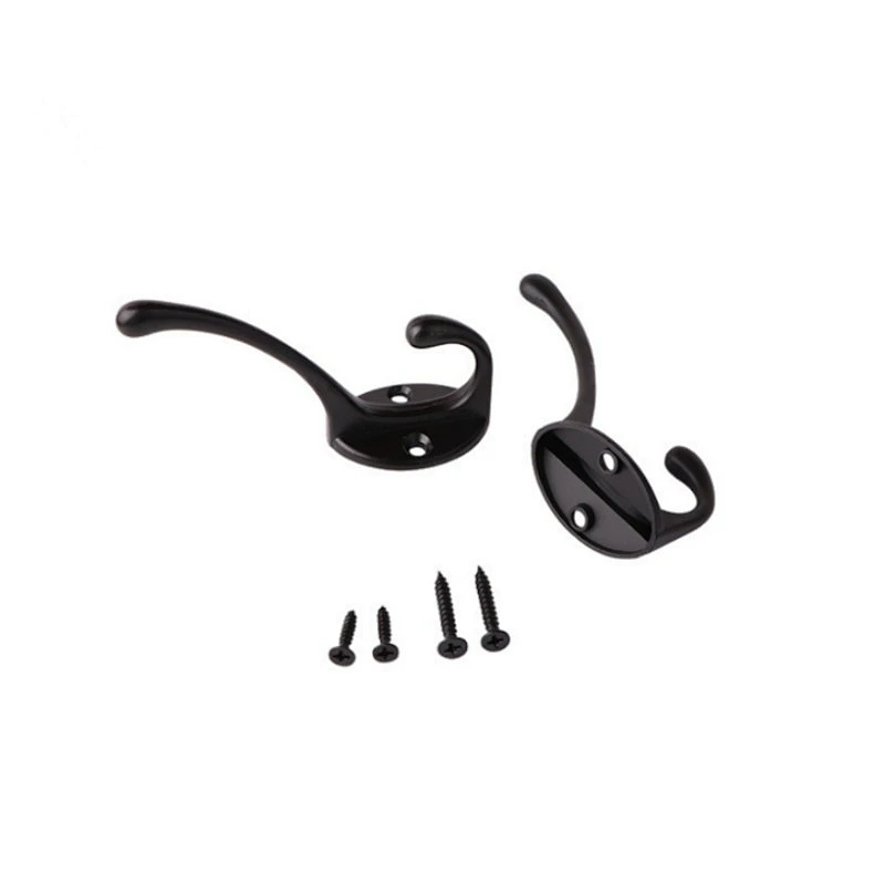 Black metal hook  zinc alloy hardware accessories home decoration multi-function coat and hat hook