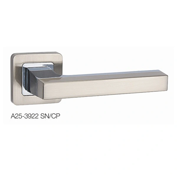 Modern simple design zinc alloy cast interior square lock black lever door handle