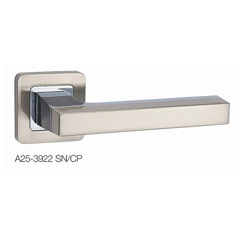 Modern simple design zinc alloy cast interior square lock black lever door handle