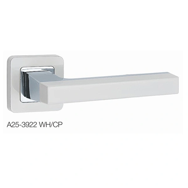 Modern simple design zinc alloy cast interior square lock black lever door handle